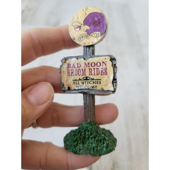 Lemax bad moon broom ride sign witches Halloween village accessory - Picture 5 of 5